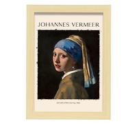 Lámina poster de Chica con un arete de perlas Cuadros decorativos para tu hogar. Impresiones de pared estética inspiradas en Johannes Vermeer A4 con marcos de madera ligera