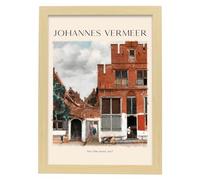 Lámina poster de La pequeña calle Cuadros decorativos para tu salón, hogar. Estampados de arte de pared. Impresiones de pared estética inspiradas en Johannes Vermeer A3 con marcos de madera ligera