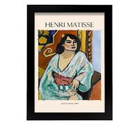Lámina poster de Mujer argelina Cuadros decorativos para tu salón, dormitorio, hogar. Estampados de arte de pared. Impresiones de pared estética inspiradas en Henri Matisse A4 con marcos negros