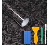 Lámina Protectora autoadhesiva para Coche, Moto, Bicicleta, Foneso Lámina de Vinilo holográfica láser Gris, Alta Transparencia con autoreparación (Carbono Forjado Negro, 150X30cm)