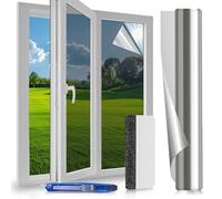 Lámina Protectora Solar para Ventana Interior, 90 x 400 cm, lámina de Espejo para Ventana, protección Visual, autoadhesiva, protección UV, lámina Protectora de privacidad para Ventana, Color Plateado