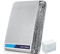 Lámina reflectora de radiador para el hogar 5 m x 60 cm, lámina de radiador de aislamiento reflectante de calor de 3 mm de espesor con almohadilla adhesiva, lámina de burbuja para radiador