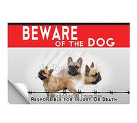 Laminado adhesivo Beware of the dog French Bulldog
