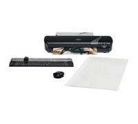GBC 4410036 - Set de Plastificadora Inspire+ A4, 4-en-1 con Plastificadora A4, Cizalla de Papel y Recortadora de Esquinas, Incluye Pack de 5 Fundas de Plastificación A4 (2x75 Micras), Color Negro