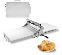 Laminadora de masa manual con grosor ajustable para capas de pastelería perfectas, incluye recipiente para polvo y cubierta protectora
