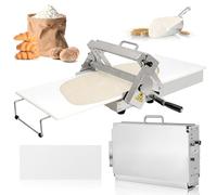 Laminadora de masa, máquina laminadora manual, acero inoxidable con 55 grosores ajustables (0-25 mm), grado comercial, 103 x 58 cm