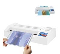 Laminadora térmica automática de 320 mm, con rodillos en frío y caliente, temperatura ajustable con interruptor, para A3, A4 y A5, ideal para uso escolar, de oficina y comercial.
