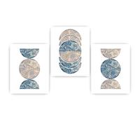 Láminas de arte abstracto para pared, lienzo geométrico semicircular azul y beige, estilo nórdico, póster para decoración de pared de sala de estar (60x80cm/sin marco)