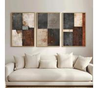 Láminas de arte geométrico en tonos neutros sobre lienzo, ideales para decoración del hogar (40x60cm - 3 piezas)