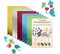Láminas de lámina de colores en relieve - Lámina de aluminio para proyectos de impresión, tallado y huella en voladizo | Juego de 10 u 8 hojas para arte en clase, decoración del hogar y manualidades |