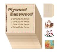 Láminas de Madera de Tilo Basswood Sheets Plywood Board for Crafts | 200/300/400mm DIY Architectural Models Making Wood for Laser Engraving Cutting(300x300x3.0 mm,5pcs)