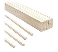 Láminas de madera sin tratar 100 palitos de madera cuadrados, varillas sin tratar, tiras dura for manualidades, decoración casas muñecas y modelos DIY