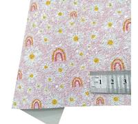 Láminas de piel sintética con purpurina, Hojas de piel sintética con lentejuelas, purpurina, margaritas, flores, estampado, lazos, bricolaje, 21x29CM, multicolor(3)