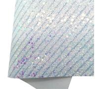 Láminas de piel sintética con purpurina, Rollos de tela vinilo sintético con purpurina, estampado rayas multicolores 30x134cm for pendientes DIY, lazo(Color-09)