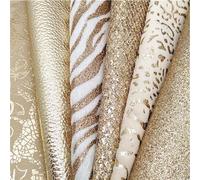 Láminas de piel sintética con purpurina, Sábanas de piel sintética, paquete 3, malla dorada multicolor, flores brillantes, terciopelo Litchi metálico(7-30x134cm)