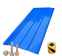 Láminas de techo azules para construcción de carreteras, paneles trapezoidales de 90 cm de ancho y 120 cm de largo, juego de 5 (120 x 90 cm) para valla y uso en exteriores