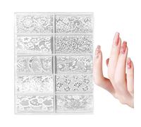 Láminas De Transferencia Foil Para Uñas | 10 Rollos de Calcomanías Florales DIY en y Negro,Pegatinas De Transferencia Con Encaje Para Uñas,Mujeres Chicas Principiantes Entusiastas DIY Hogar Salón Tall