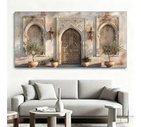 Láminas decorativas modernas para pared, impresión en lienzo con diseño de puerta oriental, pósteres de arte árabe de lujo para la decoración del hogar y la sala de estar (60 x 120 cm).