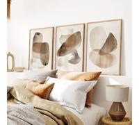 Láminas decorativas modernas y neutras para pared, estilo nórdico, en lienzo marrón y beige, póster abstracto minimalista para la decoración del hogar y la sala de estar (30x40cm - 3 piezas)