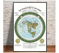 Láminas decorativas poster Mapa mundial de la Tierra plana de 1892 Cuadros abstractos Cuadros decoracion dormitorio salon modernos(Enmarcado)