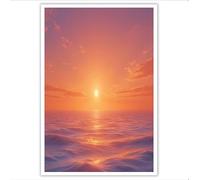Laminas Decorativas Puesta de sol sobre el mar Color naranja Lienzos Decorativos Arte Pared Belleza natural para Cuadros Decoracion Salon, Dormitorios, Habitacion 40Lx30W cm SIN Marco