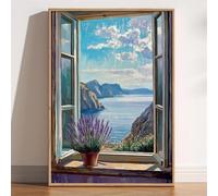 Láminas sobre lienzo con diseño de ventana abierta, obra de Henri Matisse, inspiradas en puertas de patio, el Mediterráneo, el lago de Como y la decoración de oficinas y hogares (60x80 cm/sin marco).