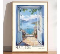 Láminas sobre lienzo con diseño de ventana abierta, obra de Henri Matisse, inspiradas en puertas de patio, el Mediterráneo, el lago de Como y la decoración de oficinas y hogares (60x90 cm/sin marco).
