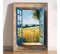 Láminas sobre lienzo con diseño de ventana abierta, obra de Henri Matisse, inspiradas en puertas de patio, el Mediterráneo, el lago de Como y la decoración de oficinas y hogares (60x80 cm/sin marco).