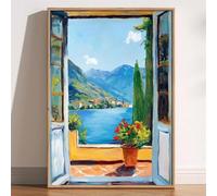 Láminas sobre lienzo con diseño de ventana abierta, obra de Henri Matisse, inspiradas en puertas de patio, el Mediterráneo, el lago de Como y la decoración de oficinas y hogares (40x60 cm/sin marco).