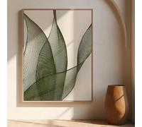 Láminas y pósteres minimalistas de arte mural botánico con líneas, imágenes abstractas de hojas verdes para la decoración del hogar en la sala de estar (40x50cm (16x20in)/Sin marco)