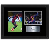 Lamine Yamal 2024 Futbolista España A4 autógrafo firmado con foto, marco de regalo para aficionados del Barcelona