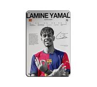 Lamine Yamal - Póster retro de Barcelona, cartel de metal de hojalata, arte elegante, pintura de hierro, bar, cueva de personas, cafetería, garaje, póster decorativo de pared, 20 x 30 cm