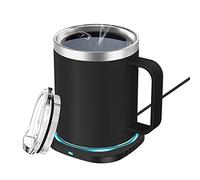 Lamker 2 en 1 300ml Calentador de Café USB Eléctrica Inteligente Calentadora de Tazas Acero Inoxidable Calentadores de Bebidas Leche té para hogar Oficina Temperatura Constante 131 ℉ / 55 ℃