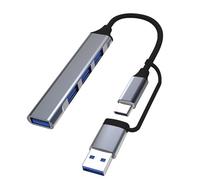 Lamkrtlp Concentrador USB 3.0 de 4 puertos - Divisor portátil ultrafino para MacBook, Mac Pro/Mini, iMac, Surface Pro, XPS, ordenador portátil, unidades flash, HDD móvil y más (2 en 1)