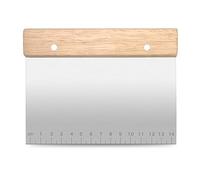 Lamkrtlp Raspador de Masa de Acero Inoxidable, Cortador de Masa con Mango de Madera, Raspador de Cocina Multifuncional para Cortar Masa, Pizza, Turrón (Cuadrado)