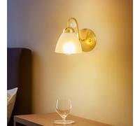 Lamkur Aplique de pared Miranda con pantalla de cristal, latón