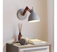 Lamkur Aplique de pared Skansen, brazo de madera ajustable, gris