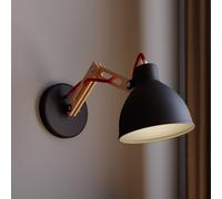 Lamkur Aplique de pared Skansen, brazo de madera ajustable, negro
