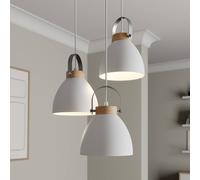 Lamkur Lámpara colgante Bergen, 3 luces, redonda, blanca