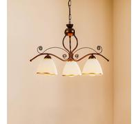 Lamkur Lámpara colgante Roma en blanco y marrón, 3 luces