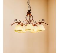 Lamkur Lámpara colgante Roma en blanco y marrón, 5 luces