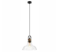 LAMKUR Mateo - Lámpara colgante de 1 foco, cristal transparente y cobre