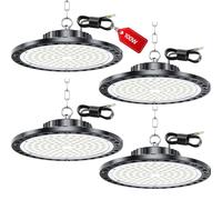 LAMLAMCK UFO Focos LED Techo - 4 Piezas 100W 10000LM Lampara Industrial Techo con Transformador LED, IP65 Impermeable 6500k Blanco Frío Luces de Garaje para Garaje, Fábrica, Taller, Granero, Tienda
