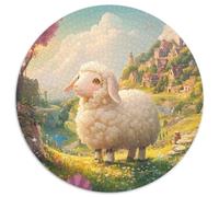 Lamm Adultos-Niños Rompecabezas Redondo 1000p Los animaless Haustiers Cute Circular Puzzle Niños: TaHaustiere Portátil Juguete Edugatoivo Decoración Hogar 1000pcs (67.5x67.5cm)