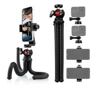 Lammcou Trípode para Teléfono Móvil, Trípode Flexible para Smartphone con Cabeza de Bola Giratoria Completa y Soporte de Trípode para Phone Vertical y Horizontal y Adaptador Go Pro, Tripod