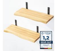 Lamo Estante Set Colgante 42cm Schweberegal 100% Madera Maciza Soporte de Metal