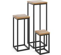 LAMO Manufaktur SET 30cm/50cm/70 cm Soporte Esquinero | Plantas de Interior | Múltiples Plantas Marco Negro | 100% Madera Maciza Color: Oscuro