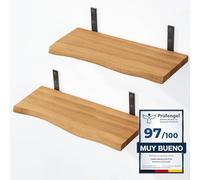 LAMO Manufaktur 2 Piezas Estante de Pared de Madera 2X 40cm | Estante de Pared de Madera Estante de Pared para Sala de Estar | Set estantes de Pared 2 Borde oflis Color: Rustico
