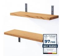 LAMO Manufaktur 2 Piezas Estante de Pared de Madera 2X 40cm | Estante de Pared de Madera Estante de Pared para Sala de Estar | Set estantes de 4 Borde Recta Color: Rustico