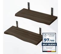 LAMO Manufaktur 2 Piezas Estante de Pared de Madera 2X 40cm | Estante de Pared de Madera Estante de Pared para Sala de Estar | Set estantes de Pared 2 Borde oflis Color: Negro